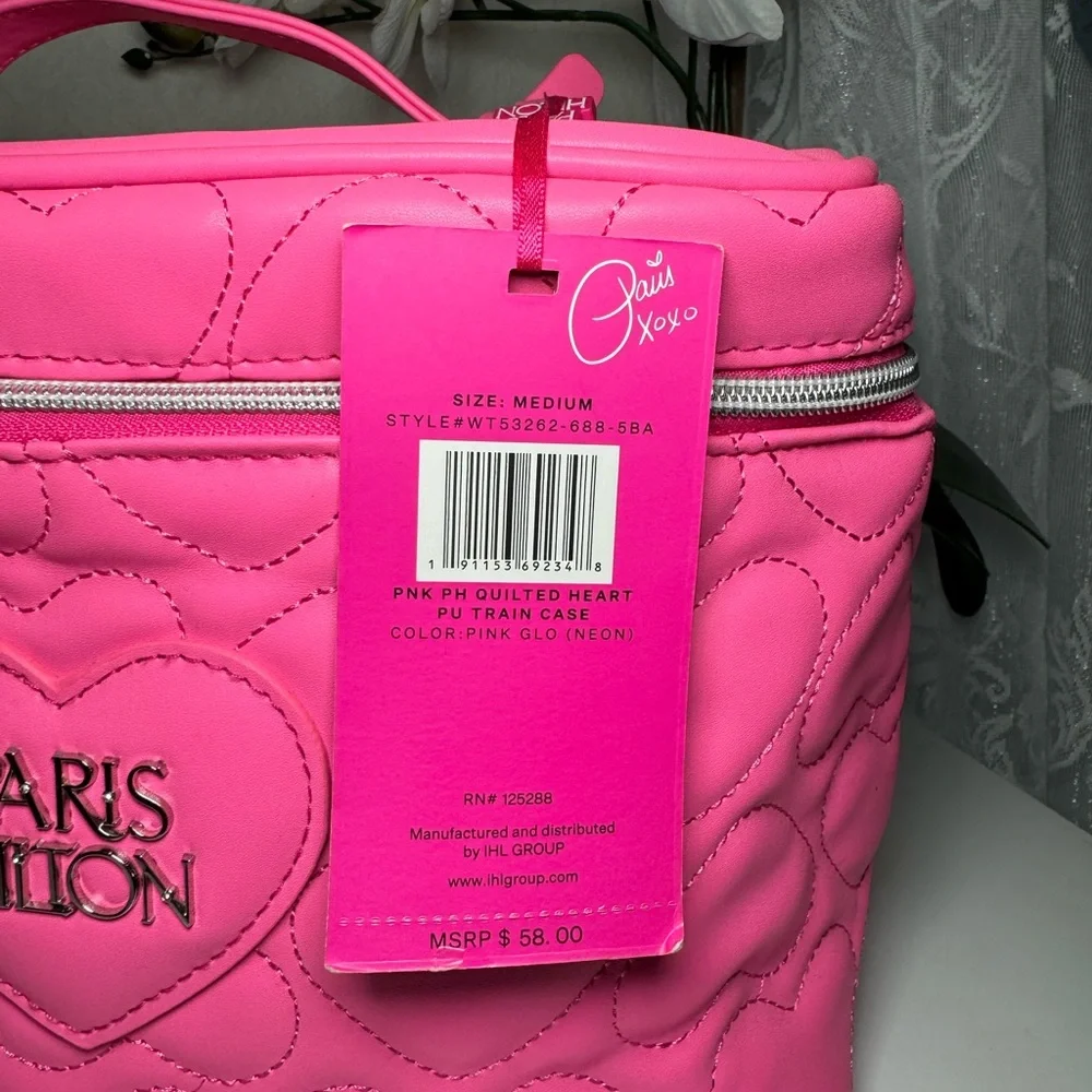 Paris Hilton Vibrant Pink Heart Cosmetic Case - Picture 3 of 7